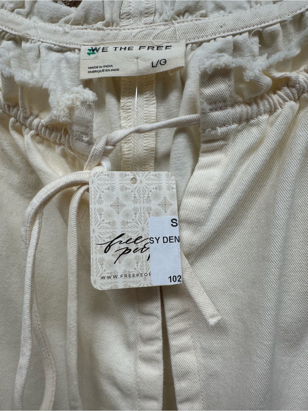 NWT Free People We The Free Daisy Denim Babydoll Romper Vanilla Large - Picture 9 of 9